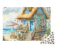 Beach House Art Rompecabezas DIY 1000 Piezas Cartón Extra Grueso para Familias, Juego Divertido, Linda Decoración, Regalo De Cumple Todas Las Edades 38x26cm/1000pcs