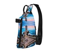 Beach Lighthouse Space Planet Diagonally Sling Bag, Crossbody Sling Backpack Shoulder Chest Bag para Mujeres Hombres, Travel Hiking Daypack