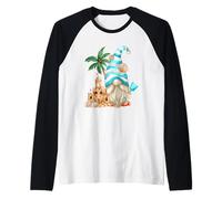 Beach Lover with Flip Flops and Sand Castle Funny GNOME Camiseta Manga Raglan