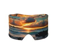 Beach Maui Hawaii - Máscara para dormir con diseño de olas del mar, olas del mar, nubes, orejeras para dormir, diadema ajustable para yoga, viajes, mantiene el calor y ayuda cómoda