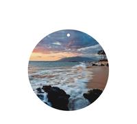 Beach Maui Hawaii Sunset Sea Waves Clouds Printing 10 Pcs Ambientador Tarjetas Ambientadoras Perfumadas para Coche Hojas Colgantes Set Ambientador para Decoración de Coche