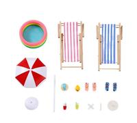 Beach Miniature Set - Wood Resin Summer Accessories | Figurines | Beach Accessories - Wood Resin Tiny Furniture | Mini Summer Figurines | Theme Craft Decor For Kids Adults