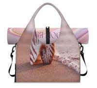 Beach Nautilus Shell - Bolsa deportiva con compartimento para zapatos, para fin de semana y noche, para gimnasio, yoga, viajes, color, L, Bolsa de viaje