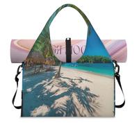 Beach Palm - Bolsa deportiva tropical con compartimento para zapatos, bolsa de fin de semana, bolsa de equipaje para gimnasio, yoga, viajes, color, L, Bolsa de viaje