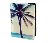 Beach Palm Trees 1 funda de viaje para pasaporte familiar de cuero para hombres y mujeres, Negro -, Talla única
