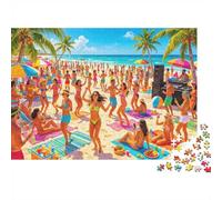 Beach Party Jigsaw Puzzles 1000 Piezass Papel Reciclado Summer Coast Puzzle for Boy & Girl Divertido Present & Actividad para el Hogar Great Regalo for Child‘s Birthday 38x26cm/1000pcs