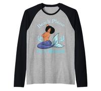 Beach Please I'm A Mermaid Funny Black Mermaids Mujeres Niñas Camiseta Manga Raglan