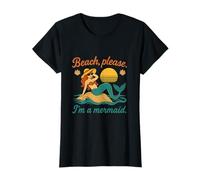 Beach Please I'm a Mermaid - Impresión Retro de Conchas Marinas Camiseta