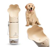 Beach Pup Botella de agua portátil para mascotas con recipiente de alimentos, 10 onzas, acero inoxidable