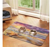 Beach Sand - Alfombrilla de alimentación para mascotas (40 x 60 cm) | Alfombrilla de alimentación absorbente para perros y gatos, parte trasera de goma antideslizante, fácil de limpiar