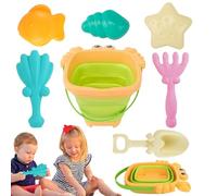 Beach Sand Toy, Children’s Foldable Bucket and Shovel Set, Interactive Outdoor Game Kit on Digging Stacking Shaping Sand Castles, Creative Summer Activity Tools for Boys Girls Ages 3 to 10