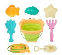 Beach Sand Toy - Children Sand Shovel Set, Foldable Bucket with Interactive Digging Tools, Outdoor Play Equipment for Building Stacking Shaping Castles Kids Aged 3-10 Years