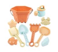 Beach Sand Toys - 10 Piece Kids Sand Play Set Bucket Shovel Starfish Crab Molds | Outdoor Sandbox Toy Kit For Backyard Park Playground Preschool Poolside Vacation Family Outing