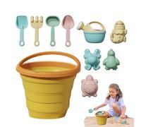 Beach Sand Toys, 300g Travel Sand Toys, ABS Digging Game with Folding Fruit Bucket for Kids Ages 3+ Outdoor Activities Beach Backyard Camping Swimming Pool Vacation, 20x20cm