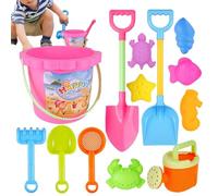 Beach Sand Toys For Kids - 13-Piece Sandbox Travel Toy | Beach Toys Set | ABS, Bucket Water Bottle Shovel Rake, For Building Sandcastles, Backyard Playground Lakeside Riverbank Garden Poolside Beách W