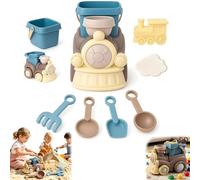 Beach Sand Toys,Kids Train Bucket Digging Play Set,2-in-1 Beach Toys with Construction Vehicle and Bucket Set,Sand Digging and Water Play Tools,Outdoor Pool Garden Backyard Summer for Boys Girls(A)