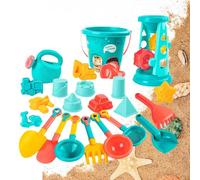 Beach Sand Toys - Shovel Summer Games 23 Piece Travel Digging Set | Kit de juego al aire libre con colores brillantes y para niños Boys Garden Camping Cruise Travel Vacation Party Birthday Fun