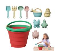 Beach Sand Toys, Travel Friendly Digging Game Set with Folding Fruit Bucket for Kids Age 3 and Up, Outdoor Fun Time Accessories for Backyard, Pool, Camping, Beach, Vacation Fun and Learning