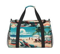 Beach Scenerys - Bolsa de transporte para fin de semana con estampado de paisajes de playa, bolsa de viaje para mujeres y hombres, bolsa de equipaje de mano, Black, Talla única
