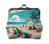 Beach Scenerys - Cartera de piel sintética de microfibra estampada con cierre de beso para organizar el cambio de llaves del lápiz labial