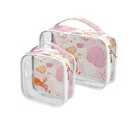Beach Sea Animals Peach Cute 2 Pack Clear Mens Toiletry Travel TSA Aprobado Multifuncional Grande Bolsa Cosmética para Afeitar Essentials