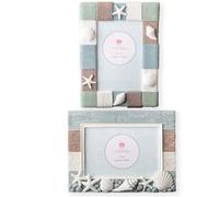 Beach Sea Ocean Shell Themed Picture Frames ~ Set of 2 Frames ~ for 4x6 ~ Vertical ~ and 6x4 ~ Horizontal ~ Photos Perfect for Wedding Summer Vacation