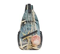 Beach Seashells Starfish Sand Chef Pizza Crossbody Bag, Hombres y Mujeres Sling Chest Cross Body Bag, Utilizado para el Ocio y los Viajes