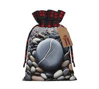 Beach Stone - 1 bolsa de Navidad con cordón de 8.3 x 11.8 pulgadas, bolsa robusta para regalos y artículos esenciales de uso diario