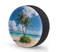 Beach Summer Coco Tree - Cubierta para neumático de repuesto de 17 pulgadas, cubierta de poliéster impermeable universal para SUV, RV, camión, viaje, remolque, a prueba de polvo, resistente a los