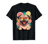 Beach Summer Pug Sunglasses Chinese Pugs Vacation Camiseta