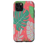 Beach Summer Tree Tropical Green and Pink Palm Leaves Design Carcasa para iPhone 11 Pro