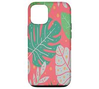 Beach Summer Tree Tropical Green and Pink Palm Leaves Design Carcasa para iPhone 12/12 Pro