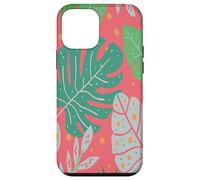 Beach Summer Tree Tropical Green and Pink Palm Leaves Design Carcasa para iPhone 12 Mini