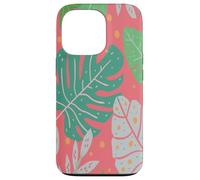 Beach Summer Tree Tropical Green and Pink Palm Leaves Design Carcasa para iPhone 13 Pro