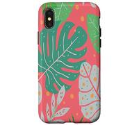 Beach Summer Tree Tropical Green and Pink Palm Leaves Design Carcasa para iPhone X/XS