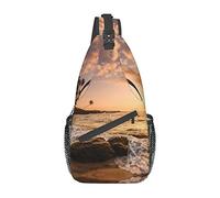 Beach Sunset Blue Sky Winter Tree Sling Bag, Mochila de Hombro Paquete de Pecho Causal Crossbody Daypack para Mujeres Hombres Senderismo Viajes