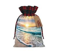 Beach Sunset Ocean - 1 bolsa con cordón, 4.7 x 6.9 pulgadas, para regalos, viajes y uso diario con etiquetas de regalo Kraft