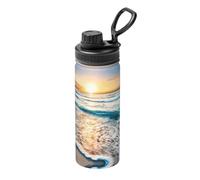 Beach Sunset Ocean Printing - Hervidor deportivo aislado de 18 onzas para ciclismo, gimnasio, baloncesto al aire libre, adecuado como regalo