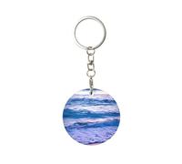 Beach Sunset Ocean Waves - Identificador de llave redonda de aluminio, adecuado para varios juegos de llaves, blanco, talla única