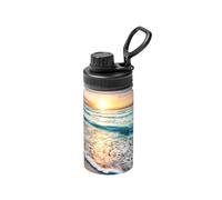 Beach Sunset Ocean Waves Print - Botella de agua aislada al vacío deportiva de 12 onzas, botellas de agua de acero inoxidable con boca ancha