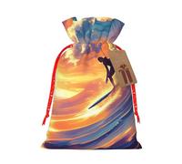 Beach Surf Ocean Waves - Bolsas de regalo reutilizables con cordón para cumpleaños, bodas, regalos de fiesta y regalos festivos