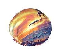 Beach Surf Ocean Waves - Gorro de ducha reutilizable impermeable para mujer, cubierta elástica para el cabello, para baño, spa, viajes y uso diario