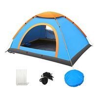 Beach Tent, Pop Up Tents for Double/3 to 4 Person Automatic Opening Double Layer Tent,Rainproof and Sunproof Portable Beach Camping Tent,Green,3 to4 People