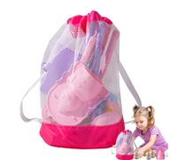Beach Toys Kids, Travel Sand Toys with Foldable Bucket Mesh Bag, Includes Molds, Rake, Shovel, Summer Game to Boys, Girls, Compact Outdoor Play Set for Vacation and Sandbox Fun
