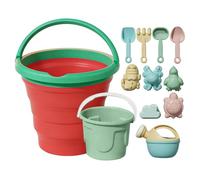 Beach Toys - Sand Buckets | Foldable Bucket Mold Shovel playset for Kids, Colorful Children Set for Ages 3 and up, Portable for Yard Travel Vacation Outdoor Summer Play