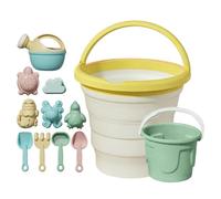 Beach Toys - Sand Buckets | Foldable Bucket Mold Shovel playset for Kids, Colorful Children Set for Ages 3 and up, Portable for Yard Travel Vacation Outdoor Summer Play