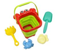 Beach Toys Set, Foldable Beach Bucket, Sand Shovel Kit, Travel Play Design, Lightweight Portable Build, 5 Pieces Set, for Backyard Playground Park Picnic Camping Outdoor