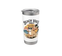Beach Vibes Only Bulldog Surf Dog Humor de verano Vaso térmico de acero inoxidable de doble pared