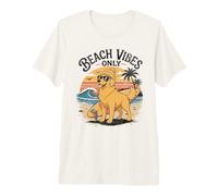 Beach Vibes Only Golden Retriever Surf Dog Humor de Verano Camiseta Premium