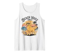 Beach Vibes Only Golden Retriever Surf Dog Humor de Verano Camiseta sin Mangas